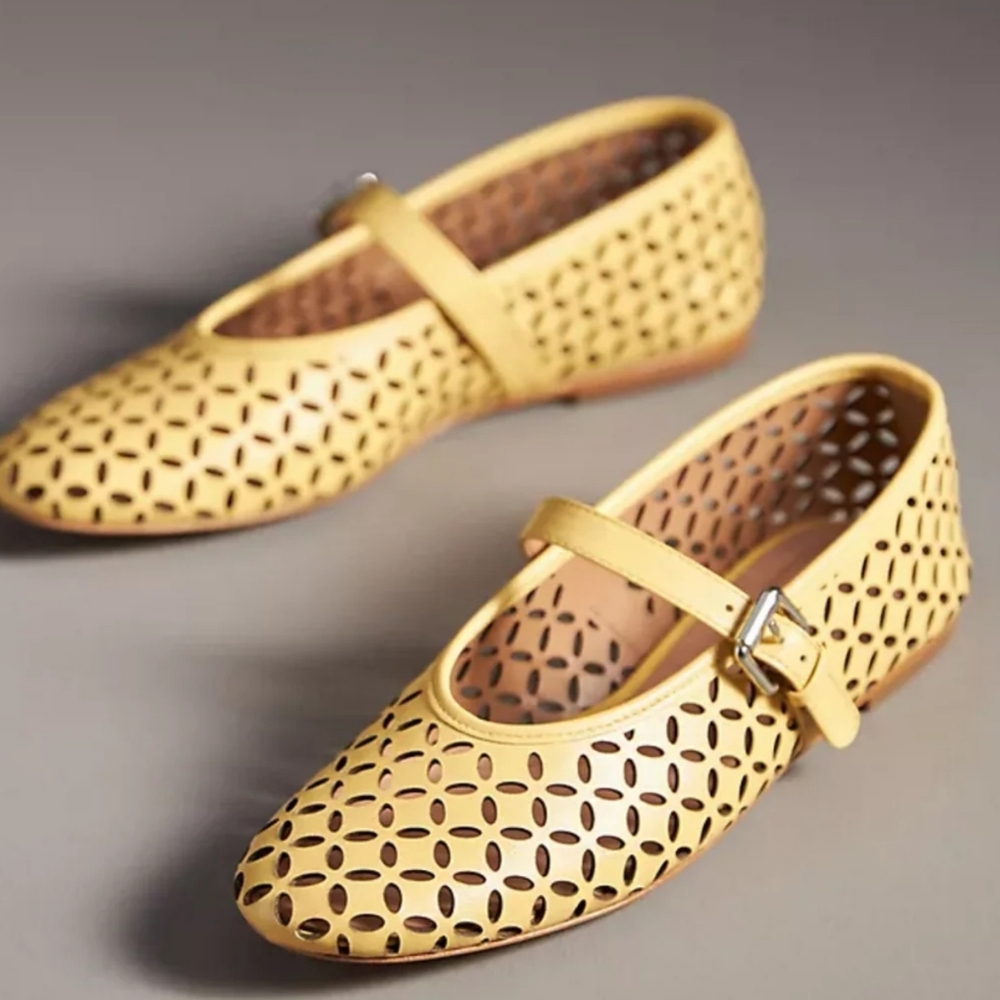 Anthropologie Yellow Cutout Flats """No Box""" - Picture 5 of 7